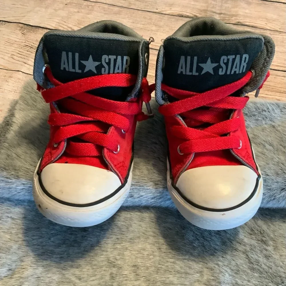 Converse Kids Red & Black High-Top Sneakers Size 10